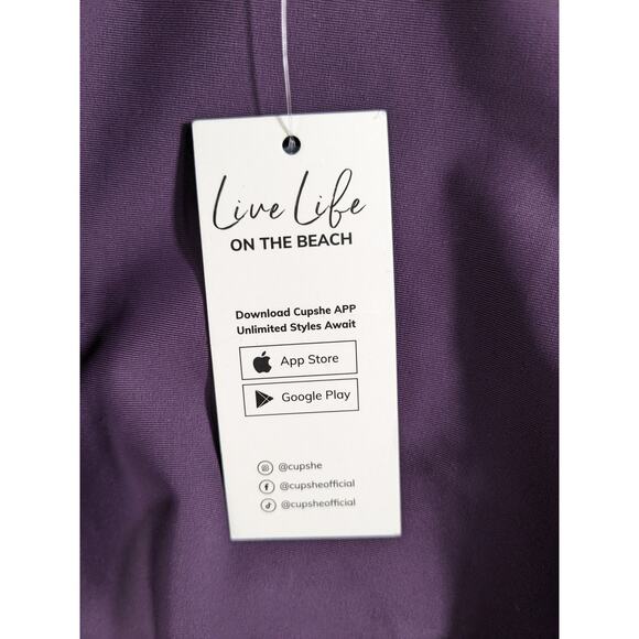 NWT Cupshe Swim Suit Women's Small Purple One Piece Ruched Adjustable Strap - Picture 9 of 12